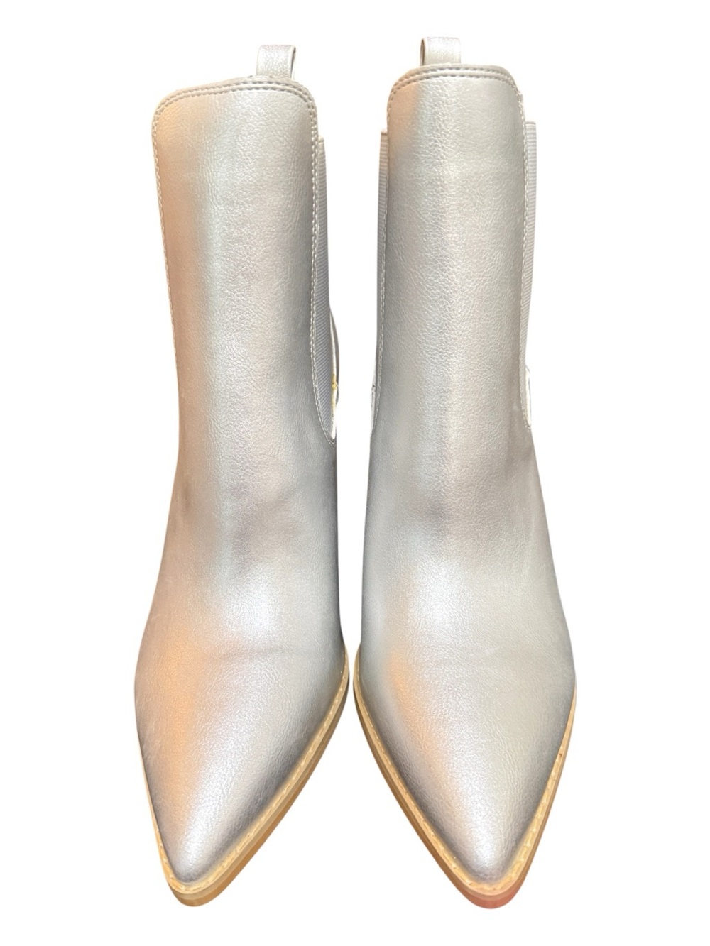 MI.iM Silver Metallic Pointed Toe Chelsea Ankle Boots Size 9 NWOB